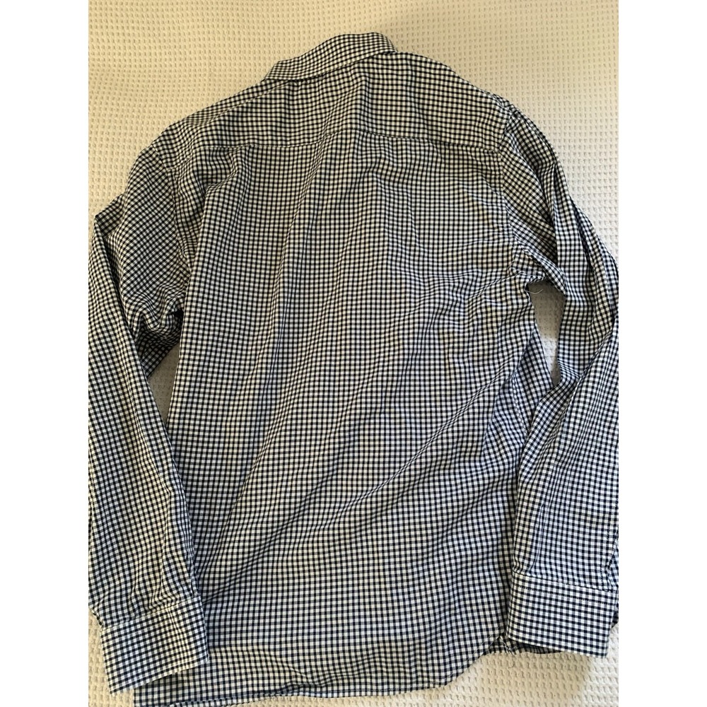 Banana Republic Shirt Men's Large L Untucked Fit White Blue Checked - Picture 10 of 11